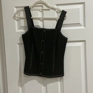 Anthropologie Eri & Ali Black Button-Front Square Neck Cami